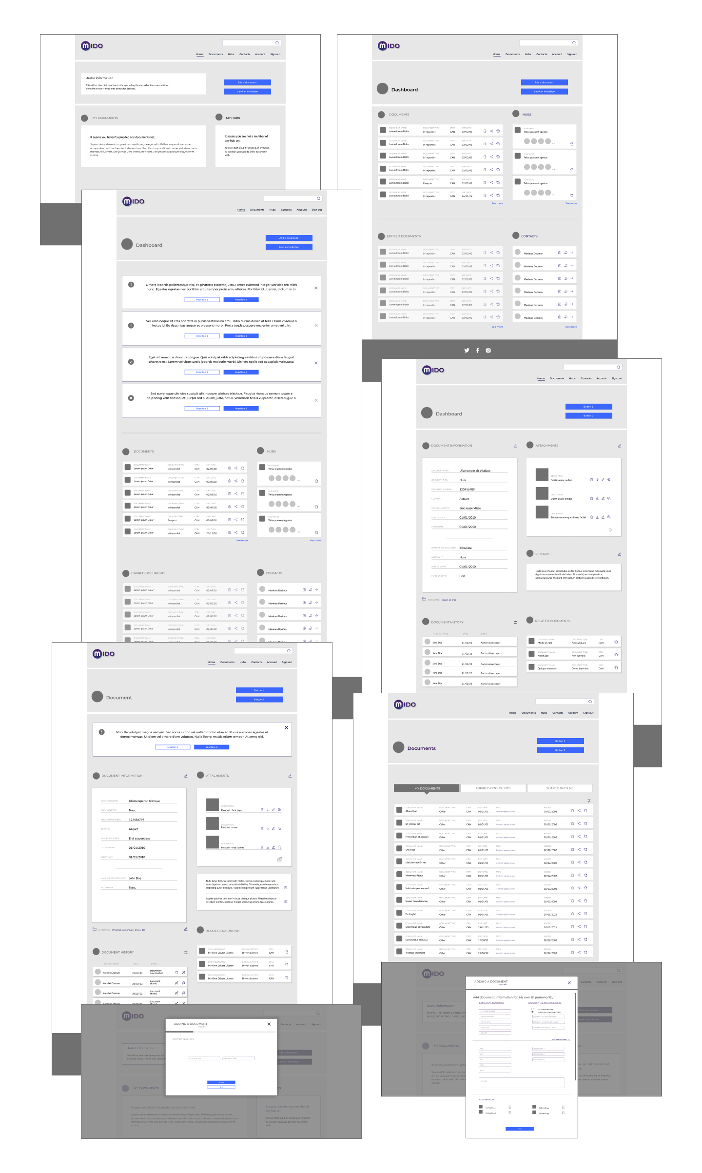 Mido App: high fidelity wireframes